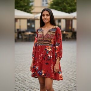 Umgee Women's Bohemian Floral Dress - Red